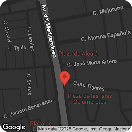 Mapa de la zona con la ubicación de Lifepoint en la Avenida del Mediterráneo 101, Almería